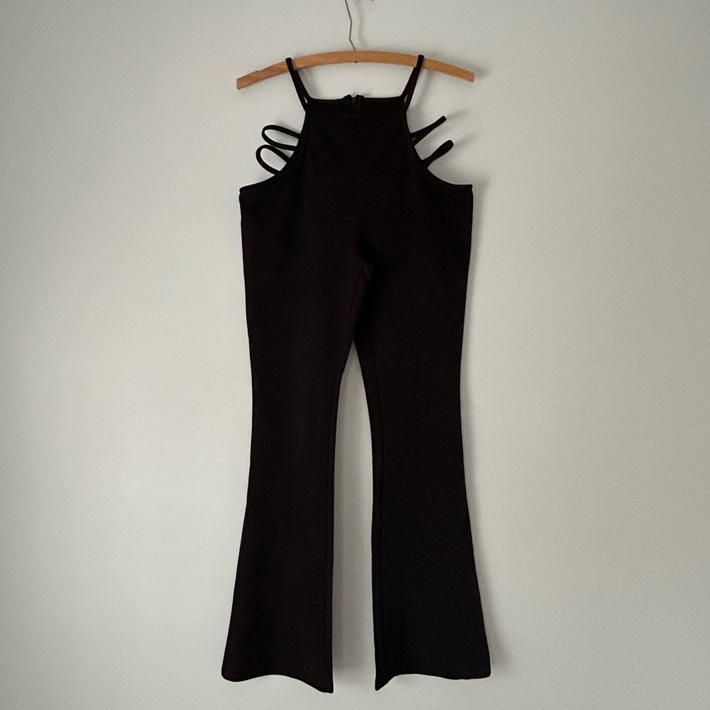 Black Cut Out Women's Flare Pants